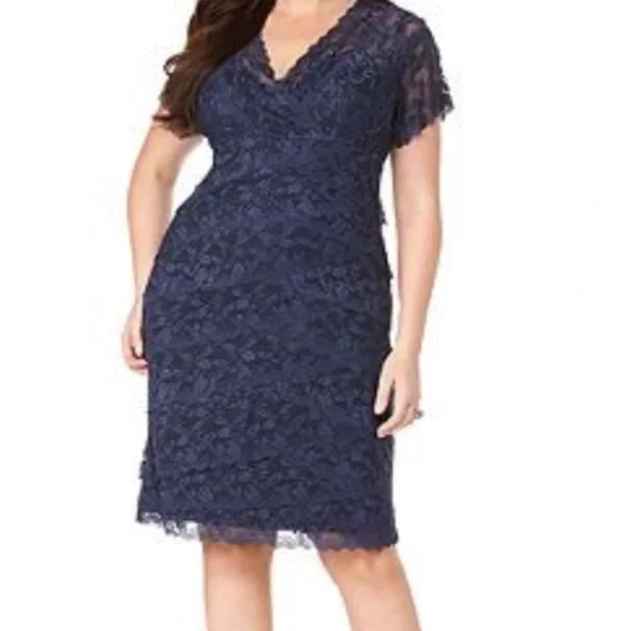 MARINA | Dresses | Marina Lace Layered Look Dress Worn One Time To An Event  Size 6 Navy Blue | Poshmark